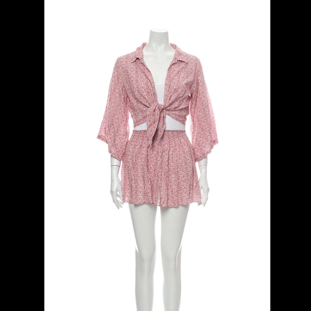 Delfina Printed Skirt Set Tie Closure at Front Size S